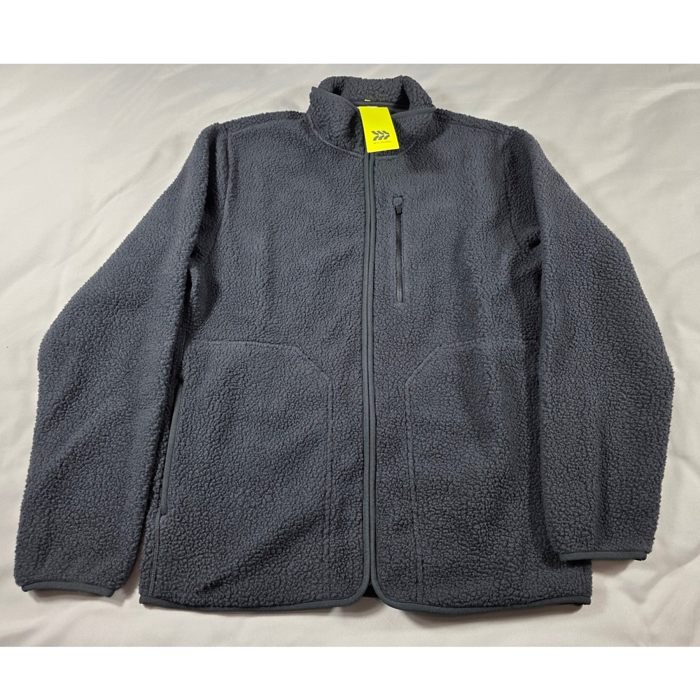 All in Motion Sherpa Fleece Jacket Mens XS Black Full Zip Mock Neck NEW